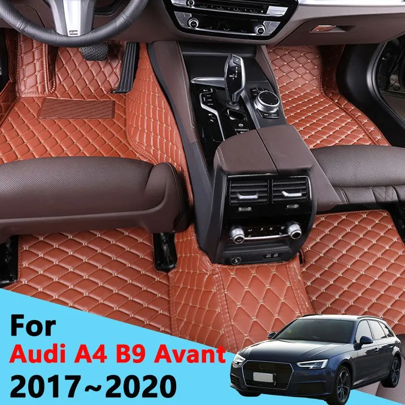 LHD PU-Shaped Leather Car Floor Mats for Audi A4 B9 Avant 2017~2020, thickened easy-to-clean floor mats , Detachable dedicated leather foot pads Dirt-proof protective car interior carpet-style floor mat interior accessories set not for sale in the UK