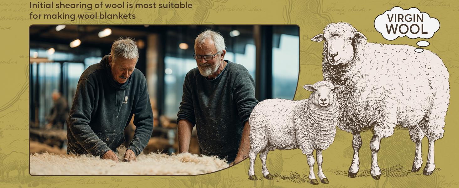 100% Wool Blanket, 62" x 86", Warm, Thick, Washable, Military Wool Blanket, Great for Camping, Outdoors, Sporting Events, Kits