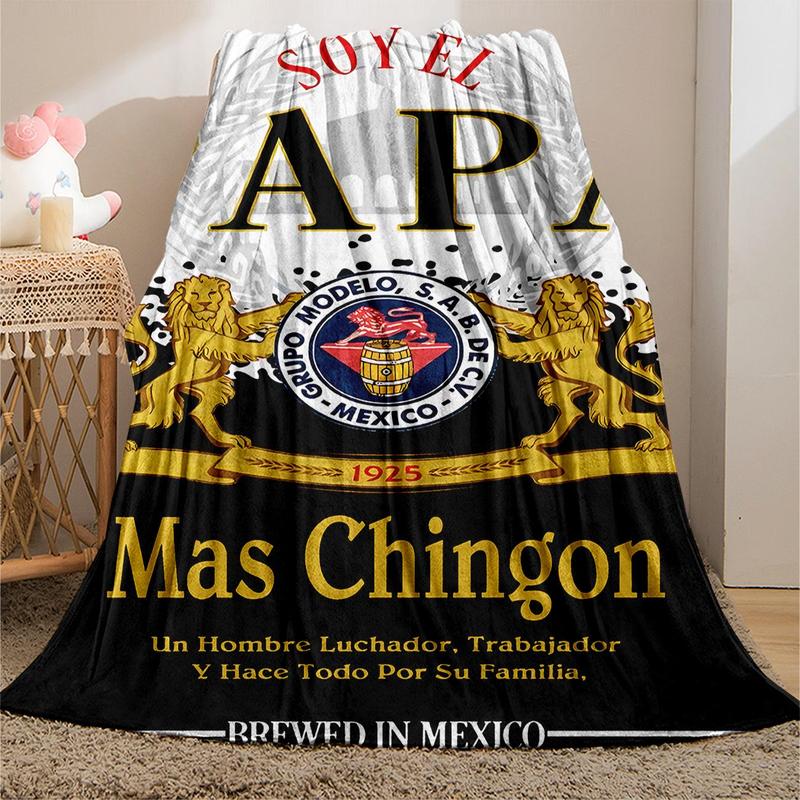 Papa Letter Print Soft Blanket, 1 Count Casual Soft Throw Blanket, Soft Comfy Blanket, Air-conditioned Room Blanket, Warm Nap Blanket for Home Office Travel Camping