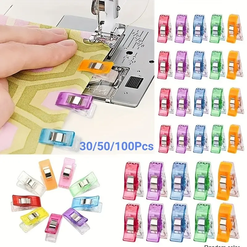 30/50/100 Pcs Plastic Clips, Multi-purpose Crafts, Sewing Accessories and Supplies, Quilting, Scrapbook Gift Making, Patchwork, Clothing Sewing, Curtain and Bedding Processing, DIY Tailor Clips