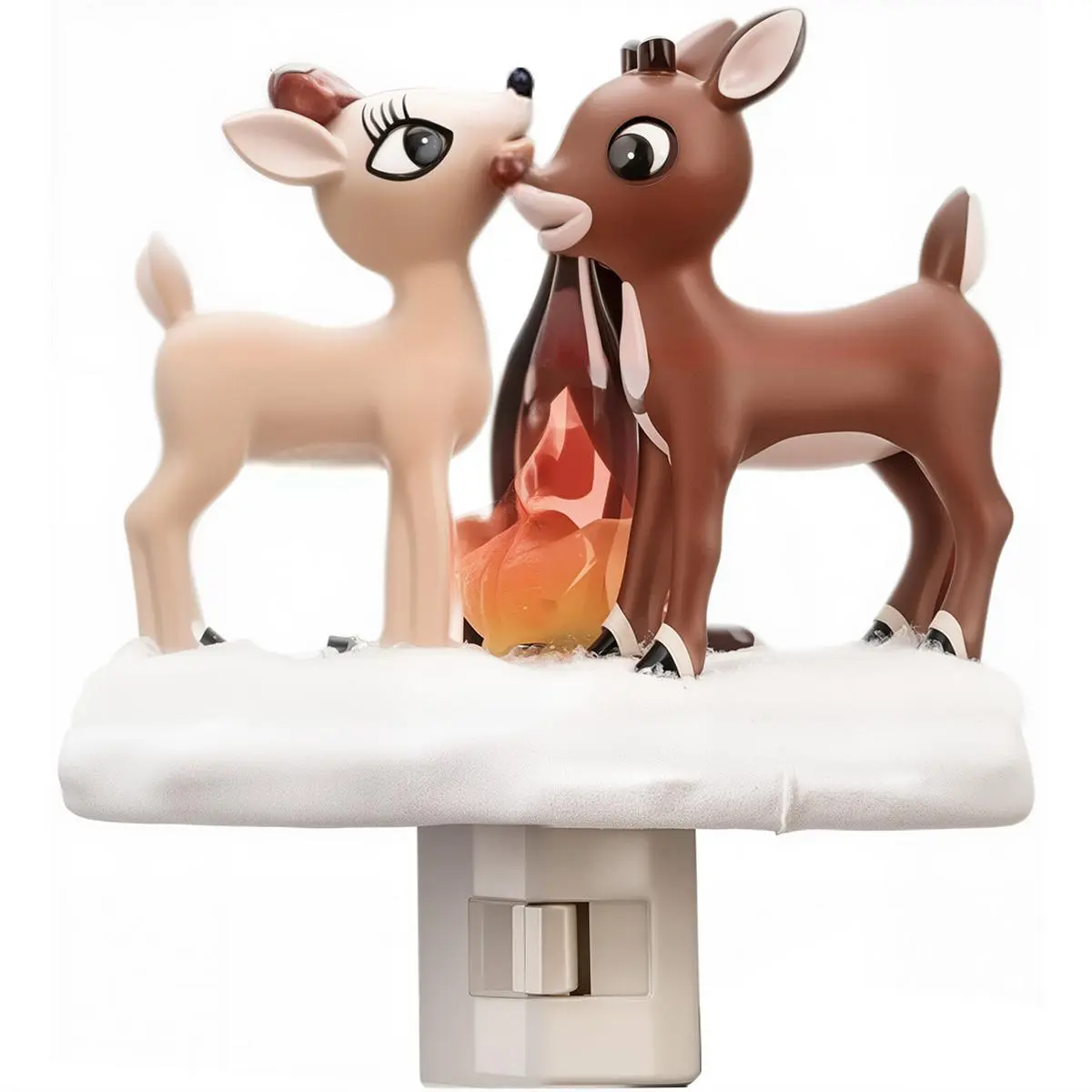 2025 Christmas Reindeer Nightlight: Reindeer Night Light Plug into Wall Cute Holiday Design - LED Campfire,The Red Nosed Reindeer Night Light with Flickering Flame,idea for Christmas Gift