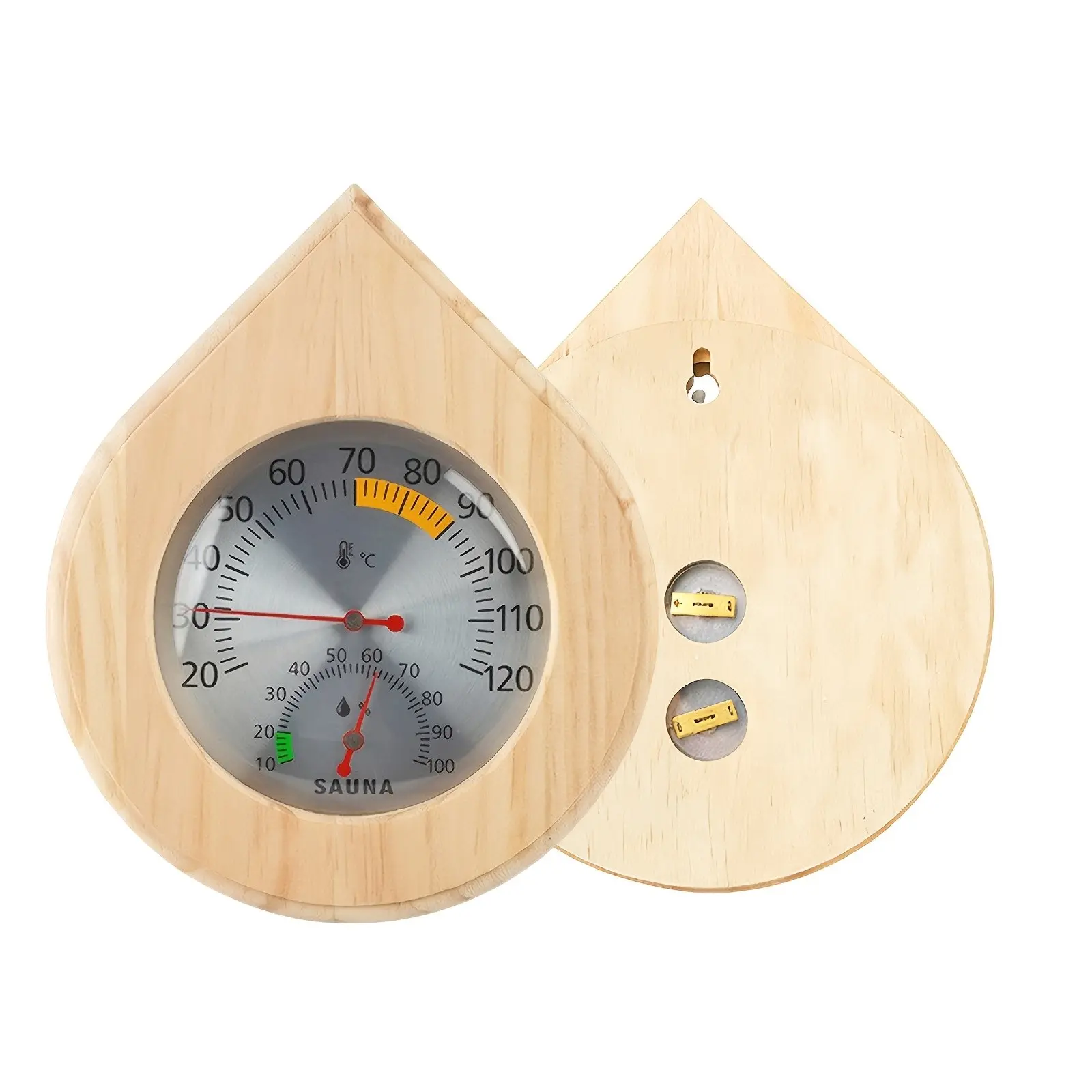 Two-In-One Sauna Humidity Meter, Solid Wood Sauna Temperature and Humidity Gauge, Wall-Mounted, Clear Celsius Scale, for Sauna Room, Spa, Steam Room