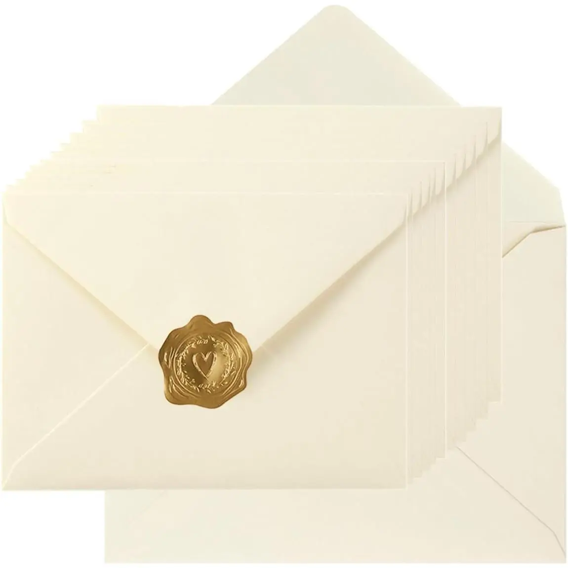 100 Pieces A7 Colorful 5.24 x 7.24 Inches Cream Color Envelopes for Greeting Cards Birthday Weddings Baby Shower Invitation Cards