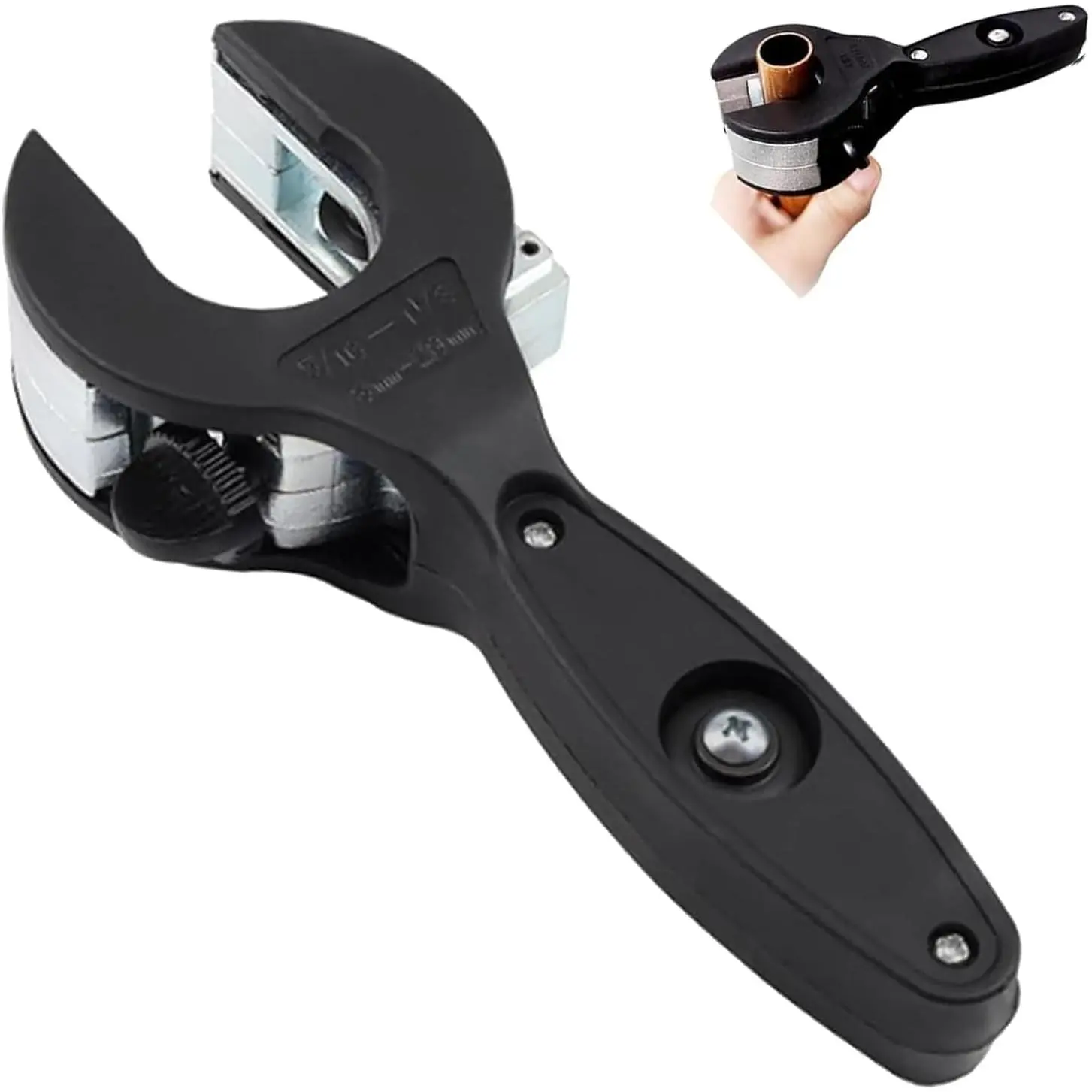 1 x 2-in-1 Ratcheting Tubing Cutter, ABS & Metal Construction, 5/16"-1-1/8" Adjustable Cutting Range, for HVAC Repair, PVC & Copper Pipes, Soft Metals (Tools & Hardware)