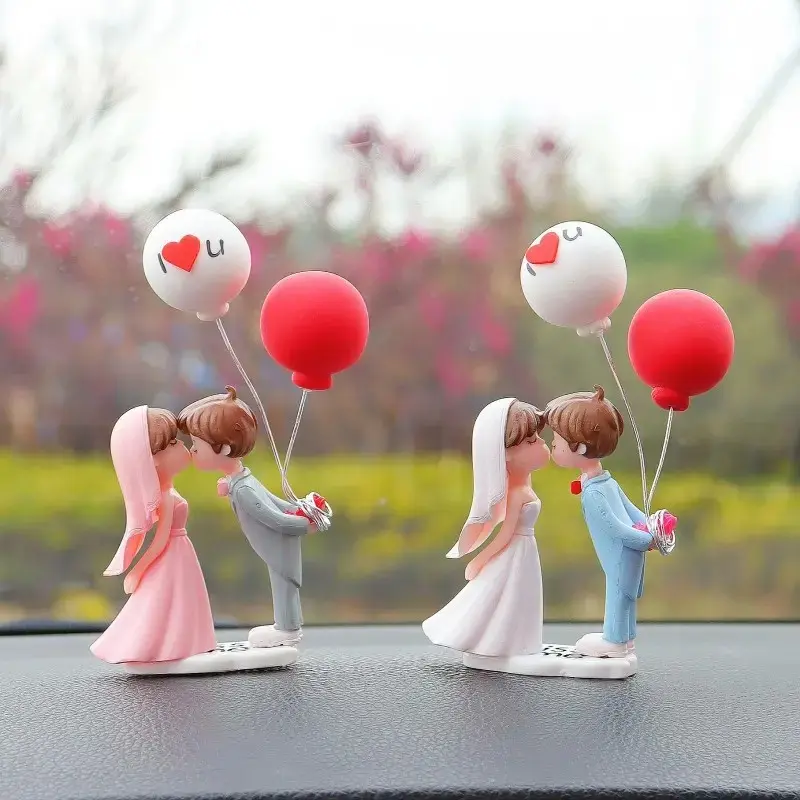 Cartoon Couple Balloon Figurine - PU Leather Balloon Theme Romantic Accessory, Car Dashboard Interior Decor Ornament, Love Gift for Couple Matching Sets, Romantic Accessories, Casual, Commute