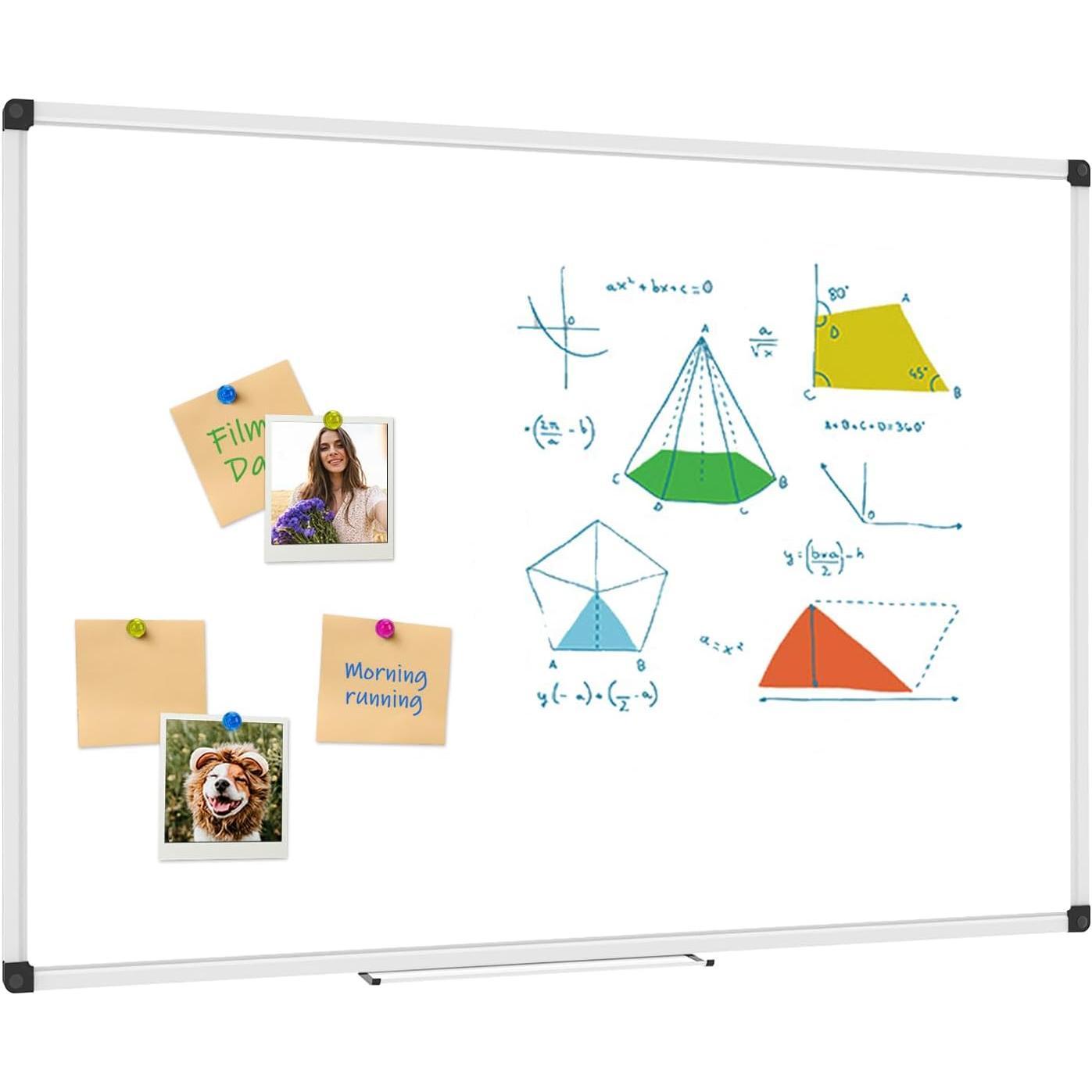 Whiteboard 48 x 36, White Board 4 x 3, Dry Erase Board with Detachable Marker Tray