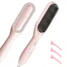 Professional Hair Straightening Brush - 60s Fast Heat Up, 5 Heat Settings for All Hair Types, Worldwide Dual Voltage, Auto Shut Off - Ideal Women's Gift (Anti-Scald, Pink) Straightener Smooth