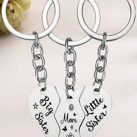 Mother's Day Gift Heart Shaped Keychain, Personalized Heart Tag, Stainless Steel Keychain for Women & Men, Perfect Birthday Gift for Sister, Mother, Friend
