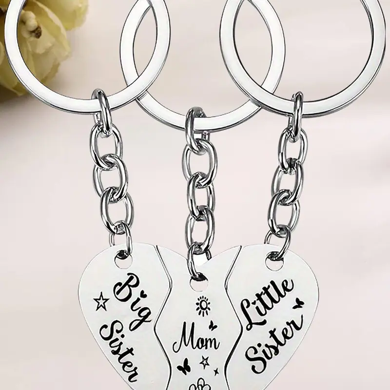 Mother's Day Gift Heart Shaped Keychain, Personalized Heart Tag, Stainless Steel Keychain for Women & Men, Perfect Birthday Gift for Sister, Mother, Friend