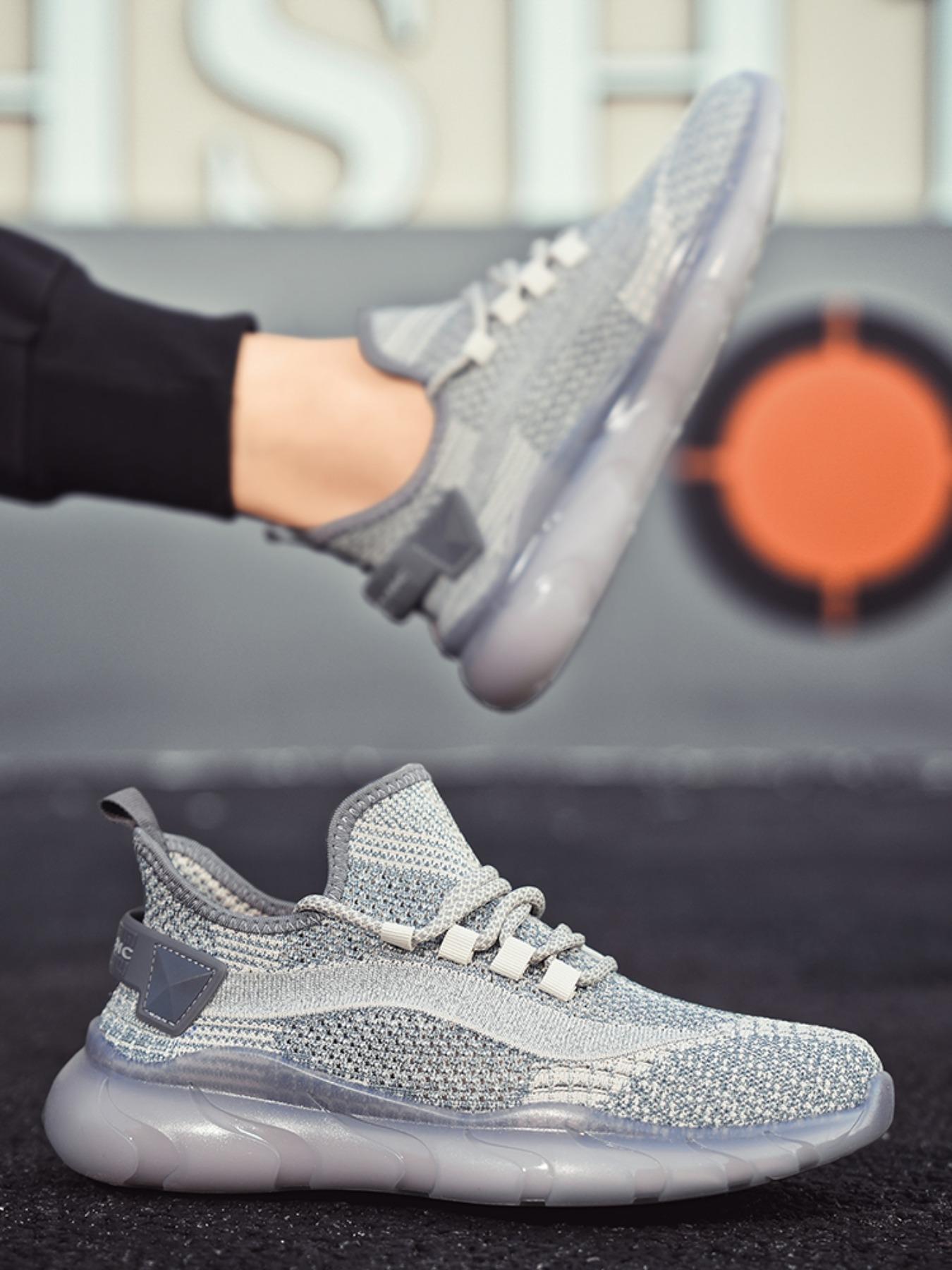 Men's Breathable Mesh Athletic Workout Sneakers, Lightweight Shock-Absorbing Running Shoes for Daily Wear