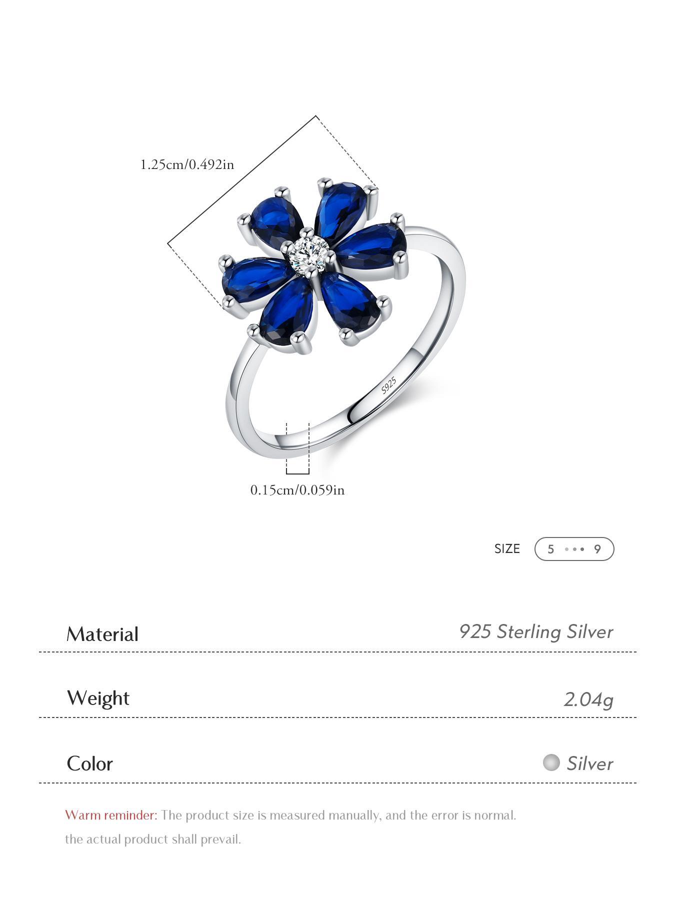 S925 Sterling Silver Flower Design Ring, Fashion Artificial Zircon Decor Ring for Party, Daily Decor, Trendy All-match & Exquisite Jewelry for Birthday Gift