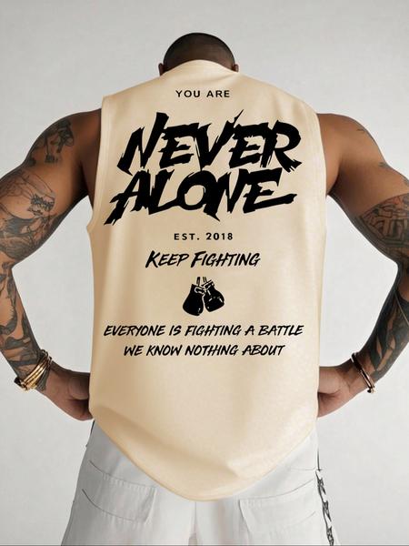 Men's Sleeveless Muscle Fitness Tank Top, Fashion Letter Print Casual Vest, Breathable Summer Underlayer Shirt, Comfortable Sportswear, Activewear, Sleeveless Gym Tops