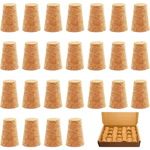 25Pack Cork Stoppers, Small Soft Wood Tapered Corks for Wine, Beer & Liquor Bottles, DIY Crafts 0.94" x0.67"x 1.38"