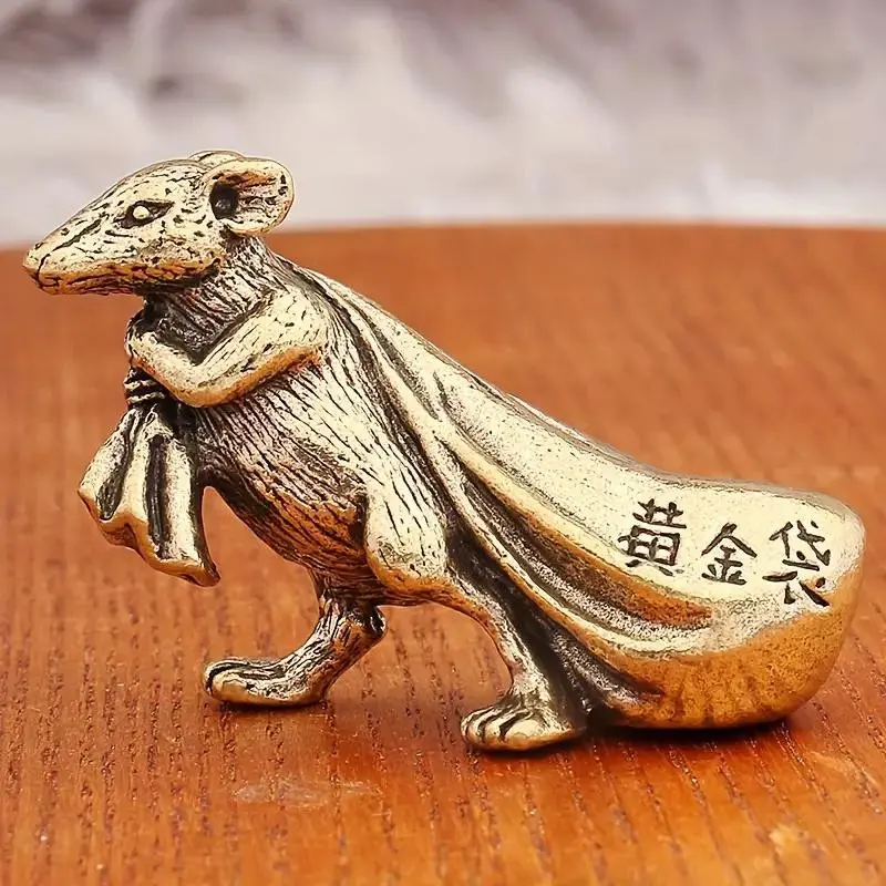 Brass Kangaroo Figurine, Zodiac Rat Decor, Home Office Coffee Shop Art, Christmas Halloween Birthday New Year Gift, No Power Needed