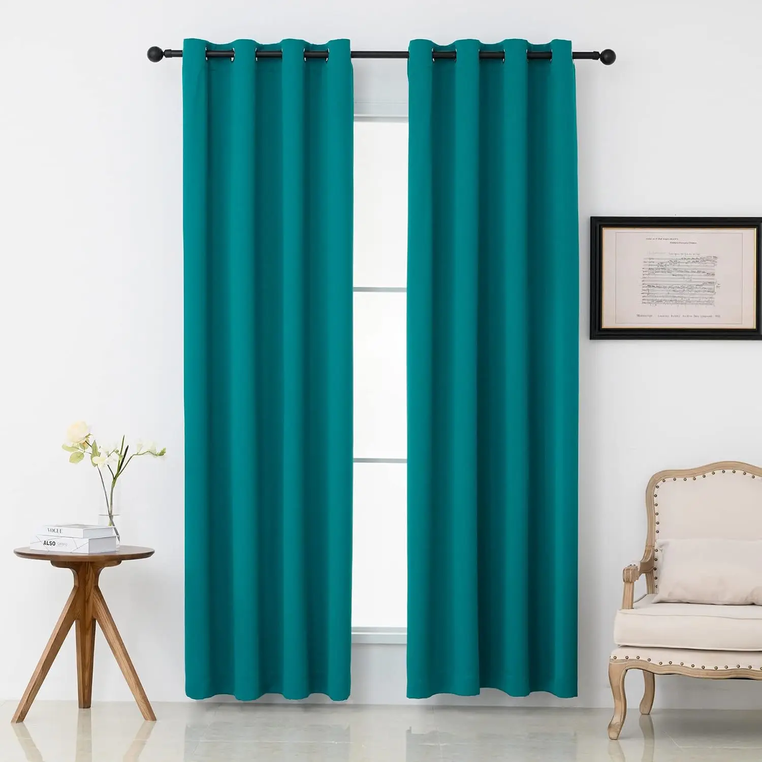 Teal Blackout Curtains with Grommet 84 Inches Long 2 Panels, Light Blocking Window Drapes for Living Room, Thermal, Noise Reduction, Privacy Protection, 52" Wide x 84" Length