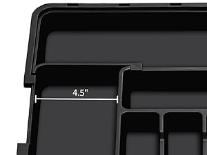 Plastic Kitchen Organizer and Storage-Silverware Organizer Expandable Kitchen Utensil Drawer Organizer Large BPA Free Adjustable Cutlery Silverware Tray for Spoons Forks Knives Storage Divider for Kitchen Flatware 6-9 Slots Black