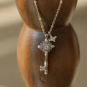 Iris key necklace light luxury high-end clavicle chain sweater chain niche design explosion