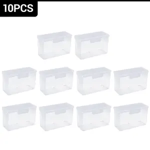 10Pcs Clear PP Plastic Trading Card Storage Box, 10.5x4x6.6cm 45 Mil Thick Card Organizer, Lock Latch Design Holds 100+ Game Cards, Dustproof Portable Container for Baseball Cards, Coins, Jewelry & Small Craft Supplies