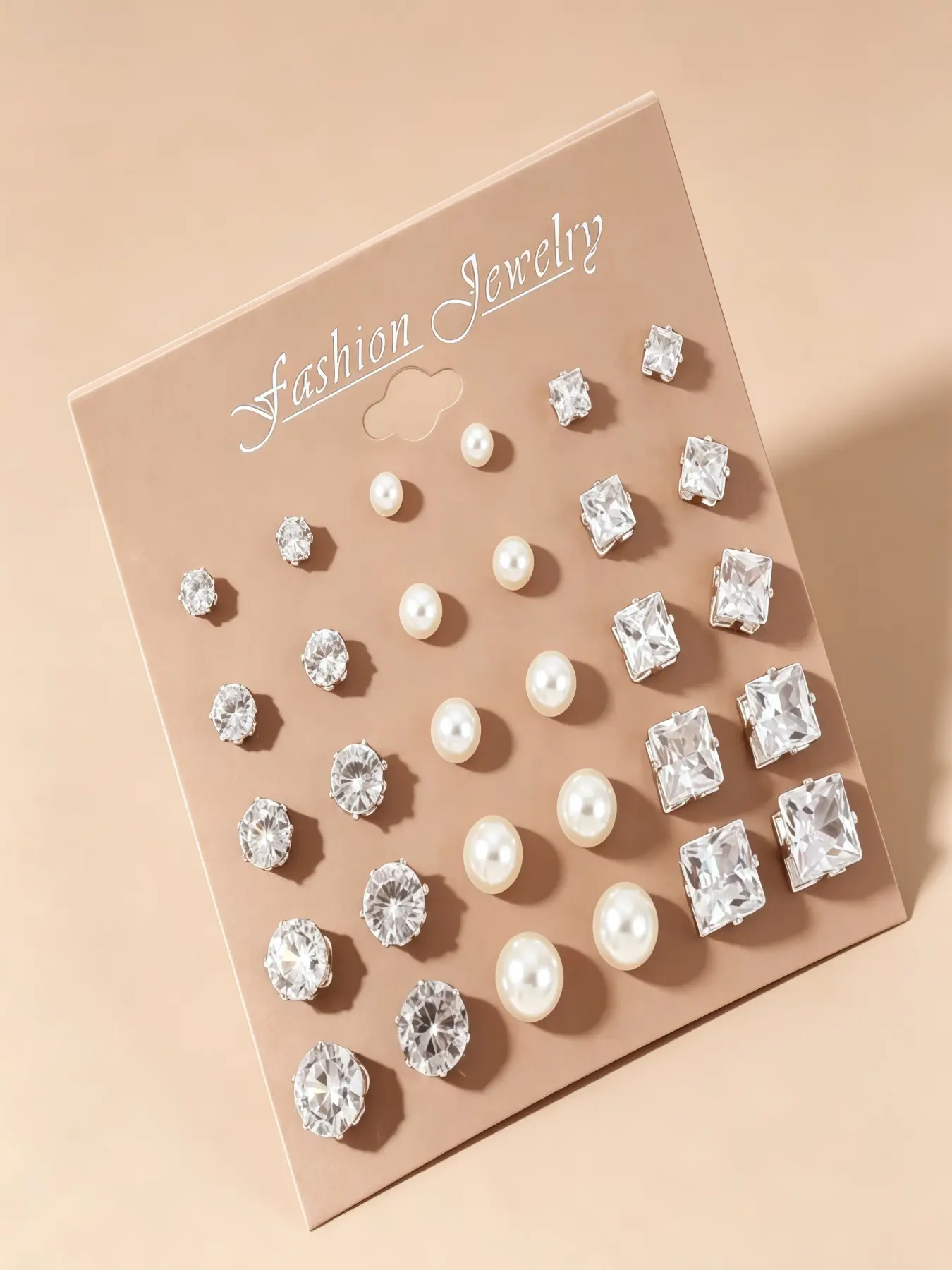 15 Pairs Mixed Pearl Stud Earrings, Geometric Zircon Combos, Casual Silver Color, All Seasons, Fashion Jewelry, Perfect Gift for Friends & Girlfriend