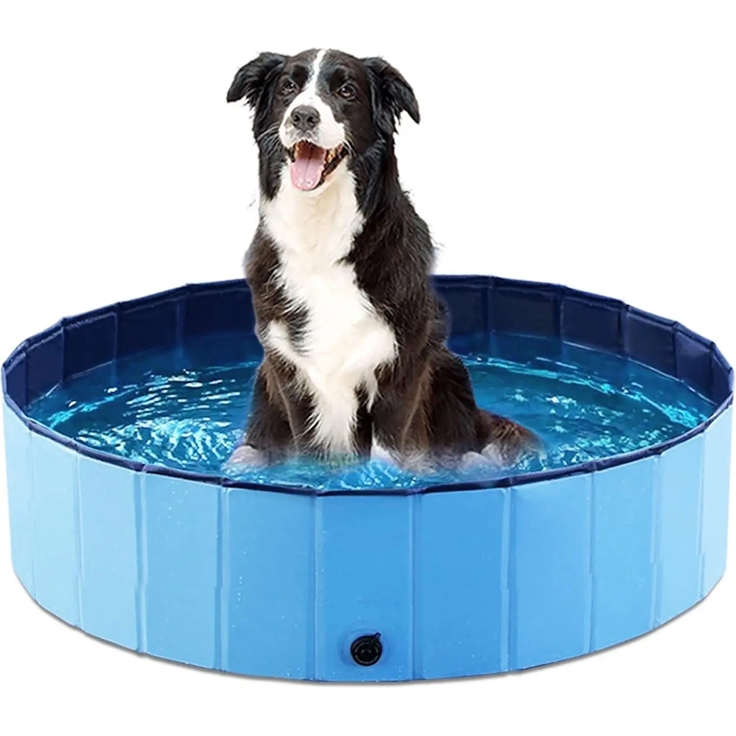Foldable  Pool Collapsible Hard Plastic  Swimming Pool Portable Kiddie Pool  Pool Doggie Wading Pool Bath Tub for Puppy Small Medium Large Dogs Cats and  32" PP Blue