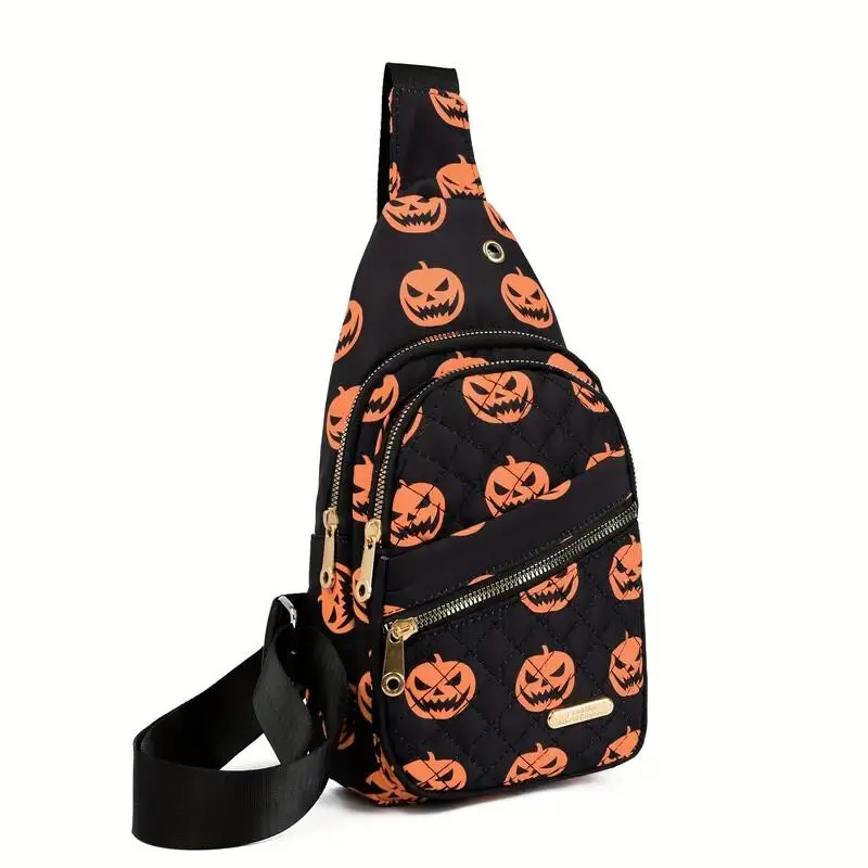 2026 Latest Pumpkin Bag Halloween Large Capacity Adjustable Shoulder Strap Multifunctional Zipper Handbag Crossbody Bag