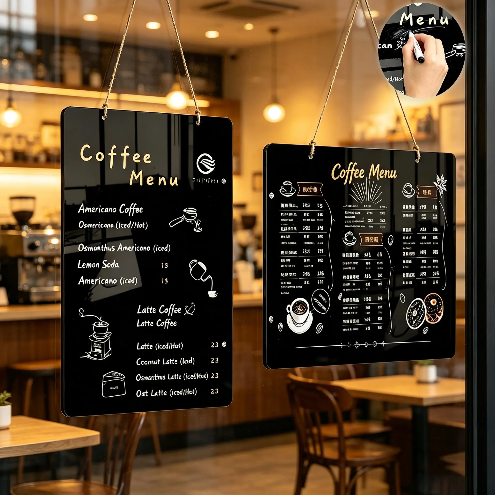 Space-Saving Wall Mount Black Acrylic Menu Sign | Dual Way Hang Vertical & Horizontal, Minimalist Reusable Plaque For Cafe Bakery Restaurant Home Decor, Easy Installation Durable Wall Art, Decorative Plaque Sign