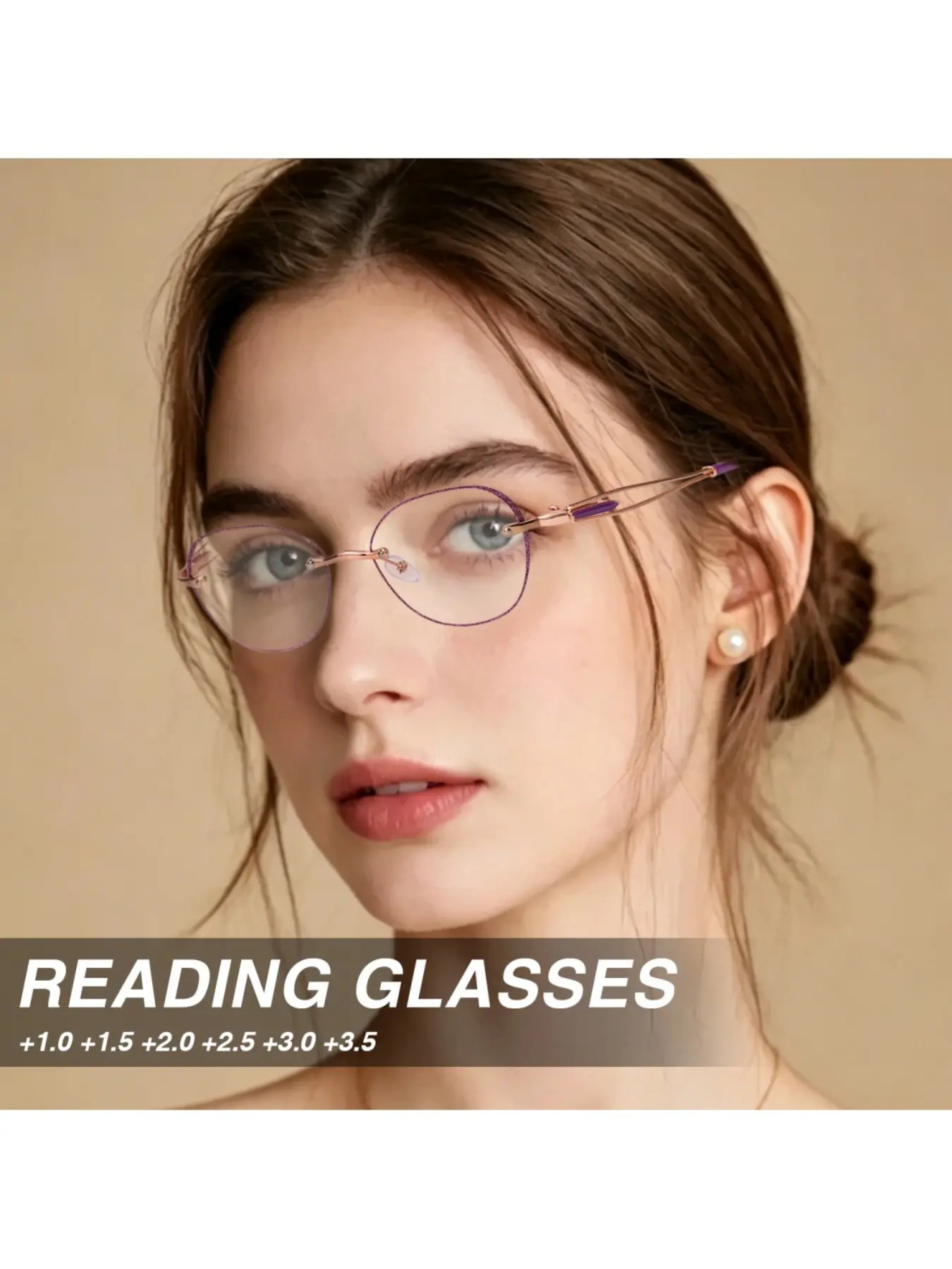 Unisex Frameless Reading Glasses, Rimless Eyeglasses, Soft Nose Pads, Hollow Design, Sparkling Edges, Fashionable Eyewear for Men and Women, Comfortable Fit