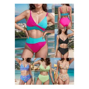 2026 popular sports swimwear with chest pads, women's two-piece sexy bikini for cross-border sales