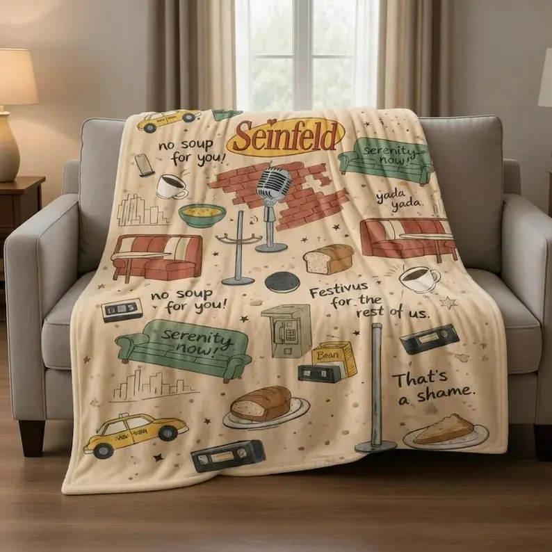 Seinfeld Quote Blanket, No Soup For You TV Show Throw Blanket, Funny Sitcom Fan Gift