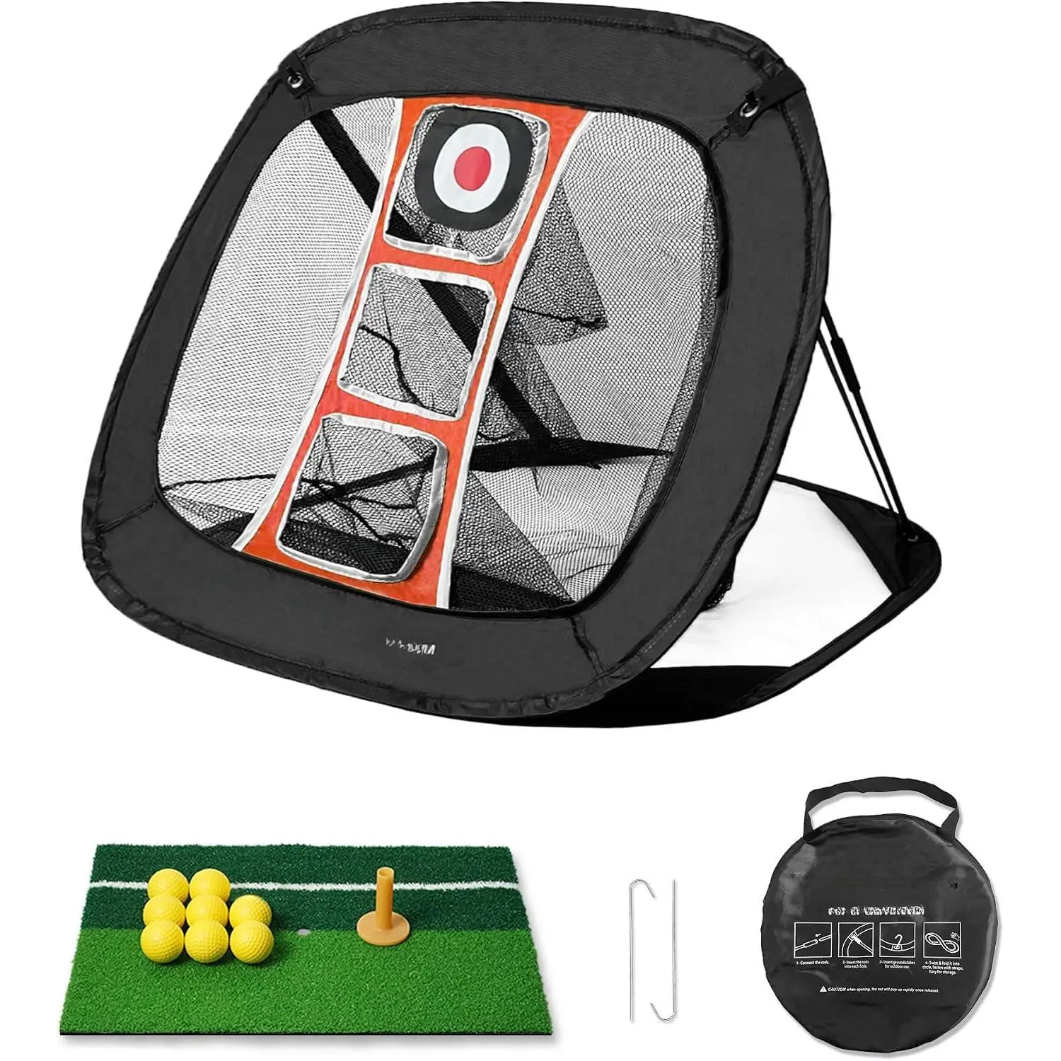 Foldable Chipping Net with Mat & Balls, Indoor Golf Practice Chipping Target, Backyard Golf  & Gifts