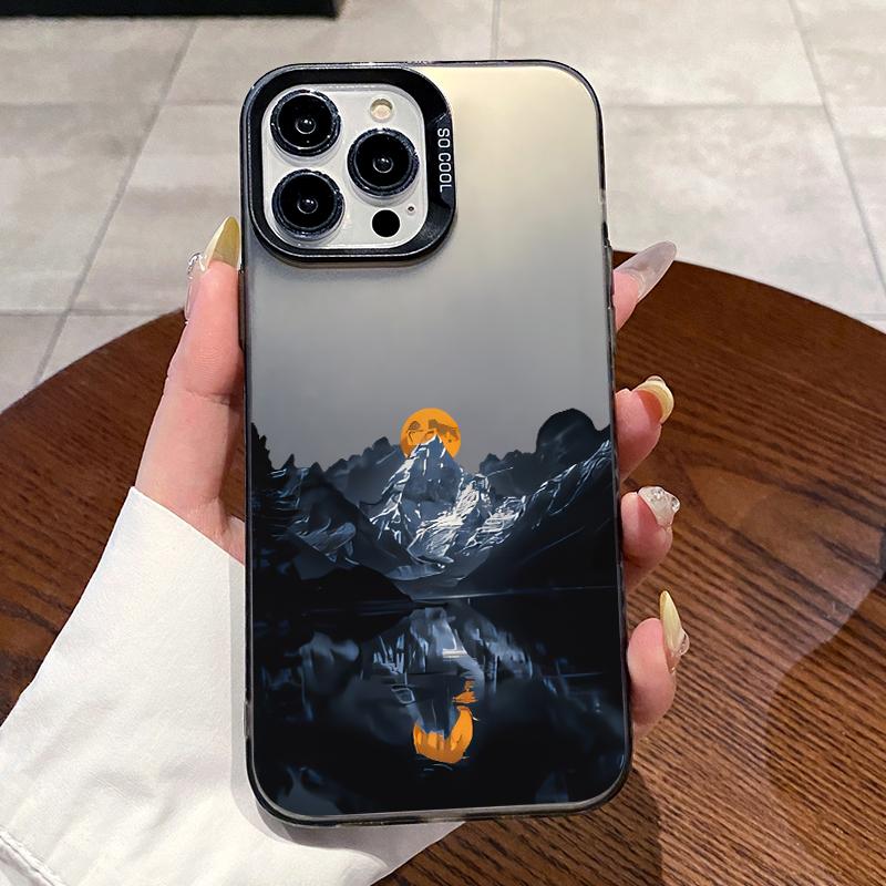 Phone Case for iPhone 16 Pro Max 15 Plus 16E 14 13 12 11 XR XS Mountain View Sunset Pattern Anti-Scratch Shockproof Pocket-Friendly durable Cover