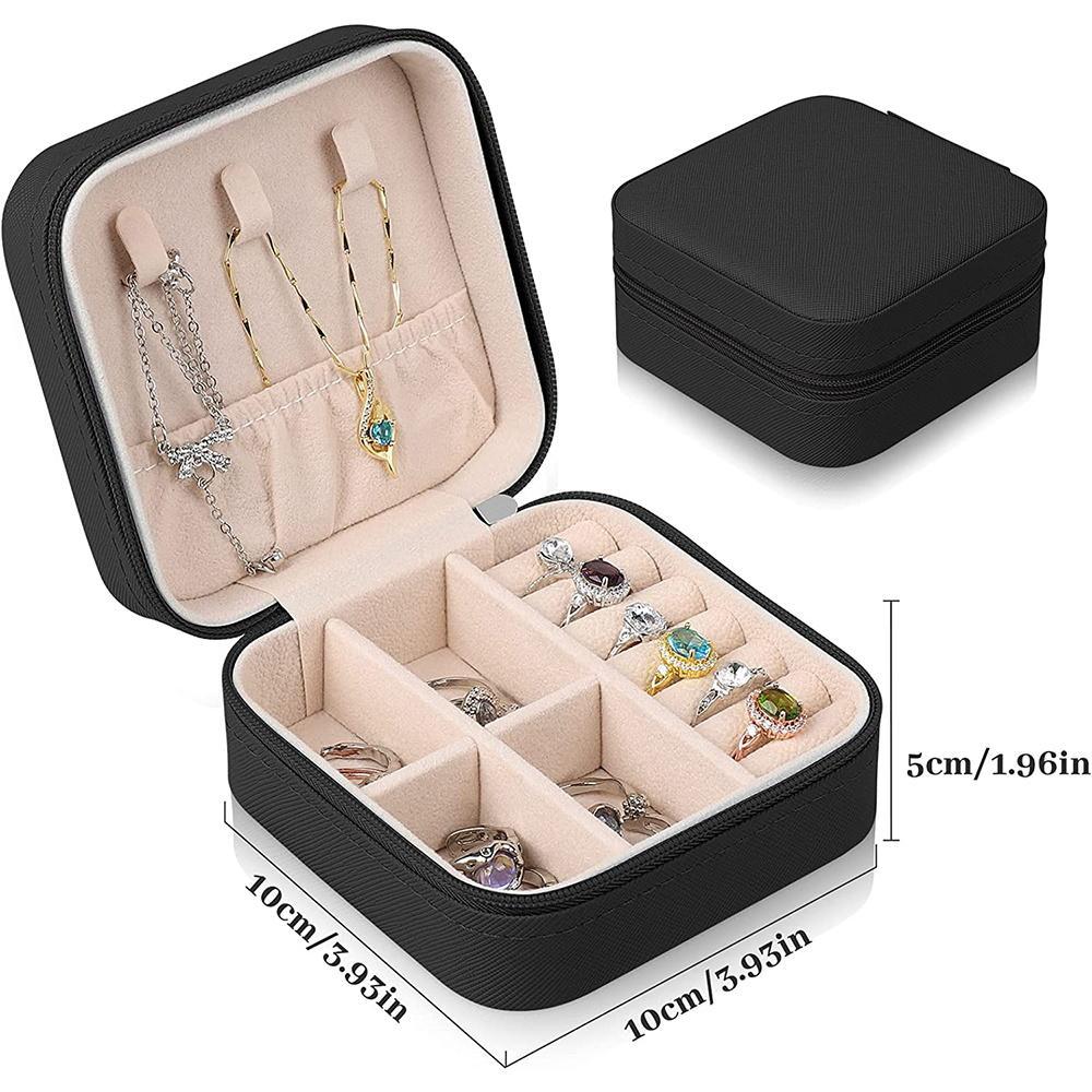 Jewelry Storage Box, 1 Count Letter Pattern Jewelry Organizer with Zipper & Flip Design, Cosmetics Storage Box for Travel & Home, Jewelry Storage Unit