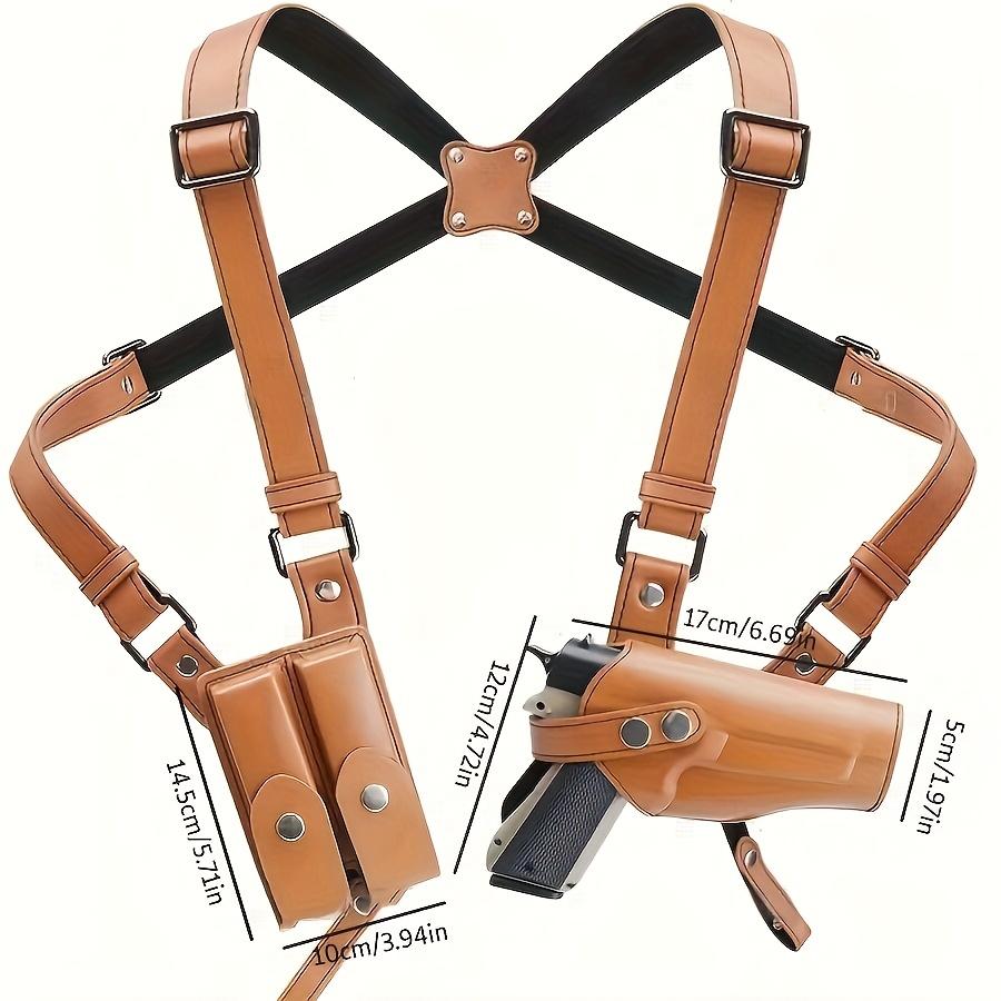 Vertical Shoulder Back with Double Cartridge Clip Pouch, Men's Adjustable Concealed Carrying Shoulder Back Holster