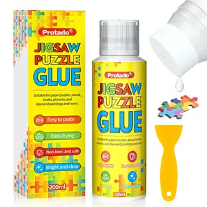 Jigsaw Puzzle Glue, 200ML Clear Non-Toxic and Quick Dry Puzzle Sealer with New Sponge Head and Applicator for 1000/3000/5000 Piece Puzzles of Paper Wood Diamond Painting Art DIY Craft, 1 Pack