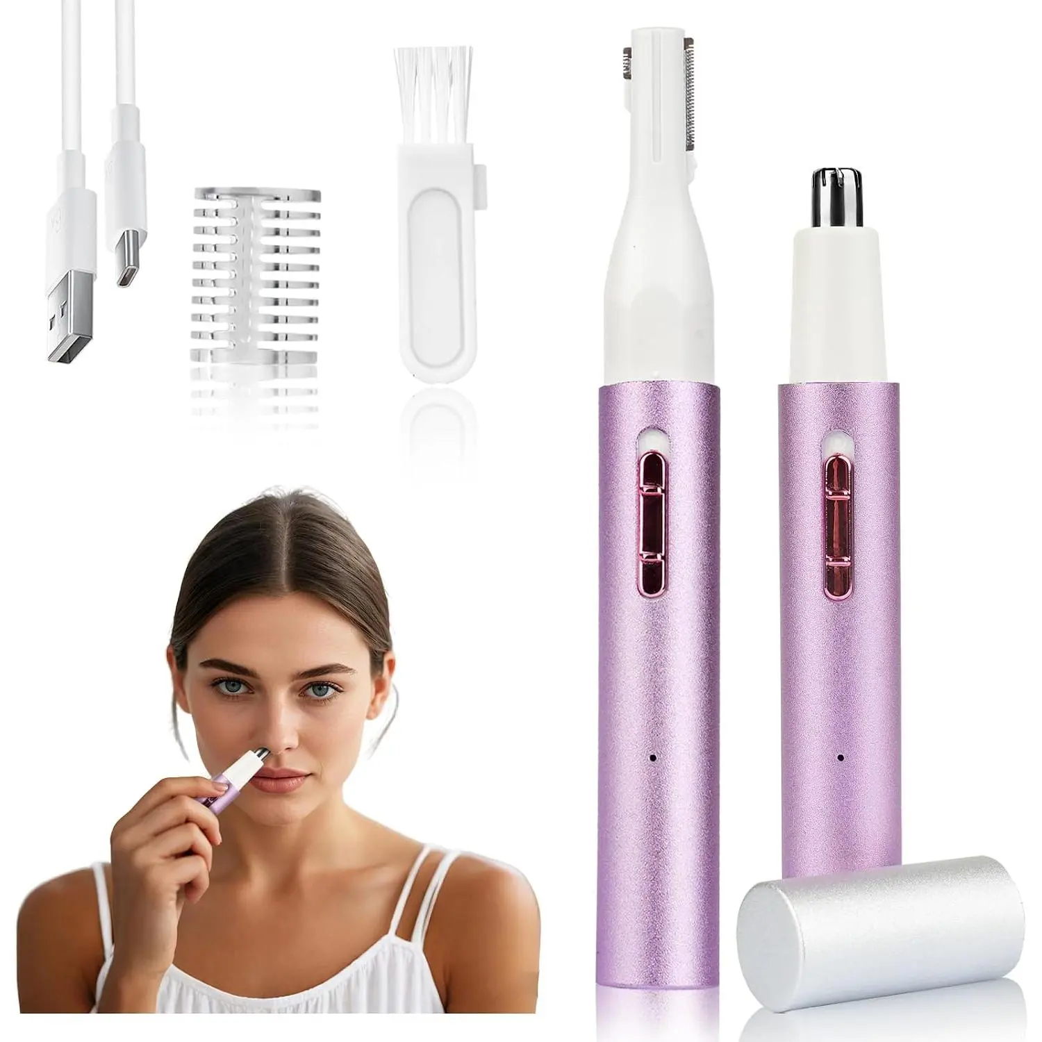 2026 Rechargeable Nose & Ear Hair Trimmer Dual-Edge Blade Electric Clipper for Men Women Painless Facial Eyebrow Hair Removal Tool Powerful Motor Easy to Clean Multicolor