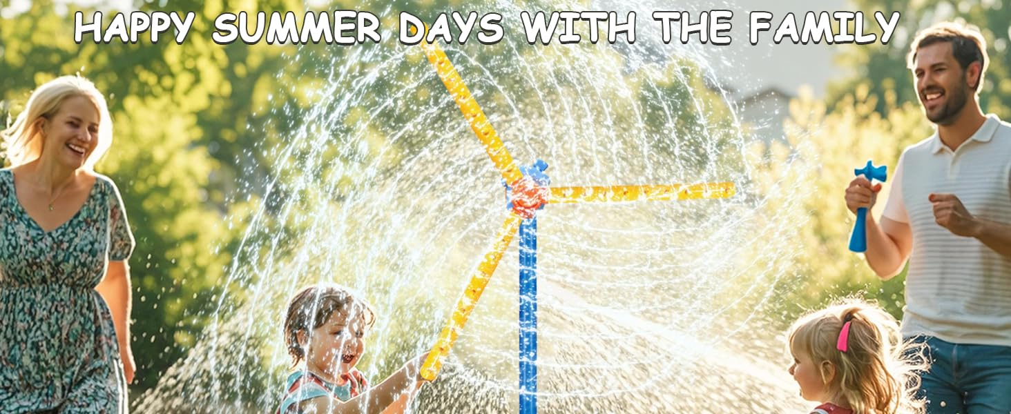 Windmill Sprinkler Toy for Kids 57" 360° Rotating Outdoor Water Spray with 36 Splash Holes Safe ABS Plastic Fun Backyard Lawn Sprinkler for Toddlers Boys Girls Pets Garden Watering Fun