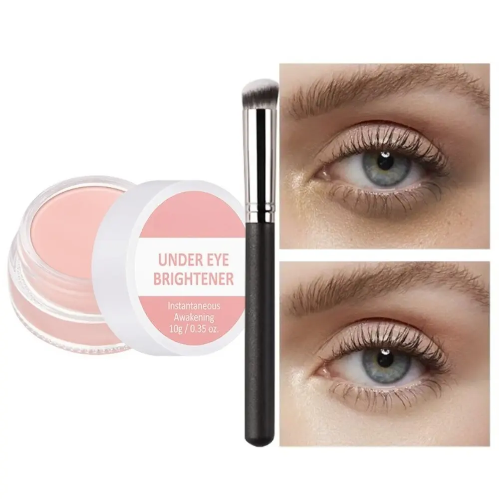 Lakerain Eye Brightening Concealer Set with Brush, Hydrating Under-Eye Concealer, Reduces Dark Circles, Fine Lines, Quick Makeup Fix