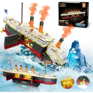 INSOON Titanic Building Set with Light, 2 in 1 Titanic Ship 3.6mm Mini Building Block 1883 PCS, Ship Model with Glacier Display Stand, Building Brick Toy Gift for Adults Teens Boys Girls 10 11 12+