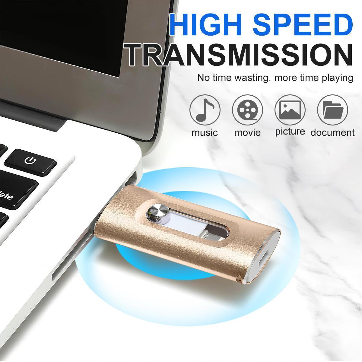3 in 1 Flash Drive (App Required) - High Speed USB 3.0 Memory Stick with Free Type-C Adapter for iPhone/iPad/Android/PC, OTG Flash Pen Drive for Photos & Videos Backup 3 in 1 Flash Drive (App Required) - High Speed USB 3.0 Memory Stick with Free Type-C Adapter for iPhone/iPad/Android/PC, OTG Flash Pen Drive for Photos & Videos Backup