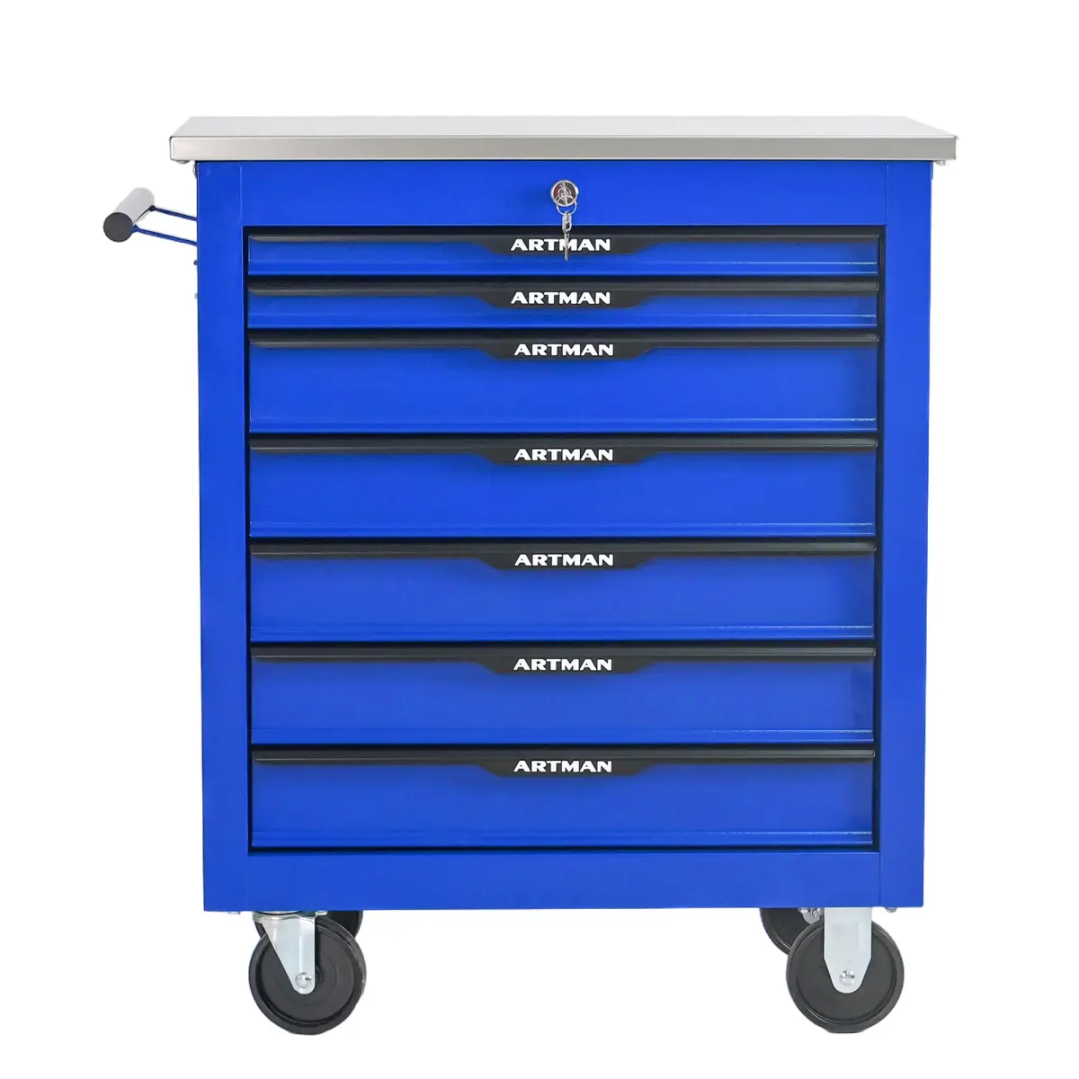 7 DRAWERS MULTIFUNCTIONAL TOOL CART WITH WHEELS-BLUE&BLACK