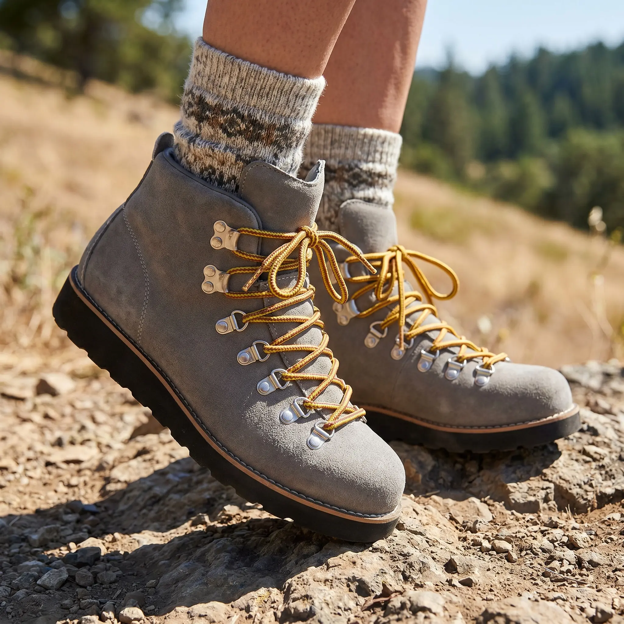 BF Women's Suede Hiking Boots Mid Top Outdoor Walking Shoes Anti Slip Lightweight Trekking Boots Casual Work Boots for Camping Travel & Everyday Wear