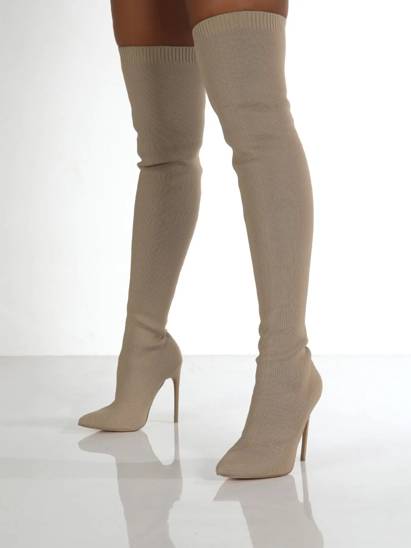 Women's Over-The-Knee Fashion Booties, Stretch Knit Ankle Boots, Comfortable & Stylish, Perfect for Fall/winter, Daily Wear & Casual