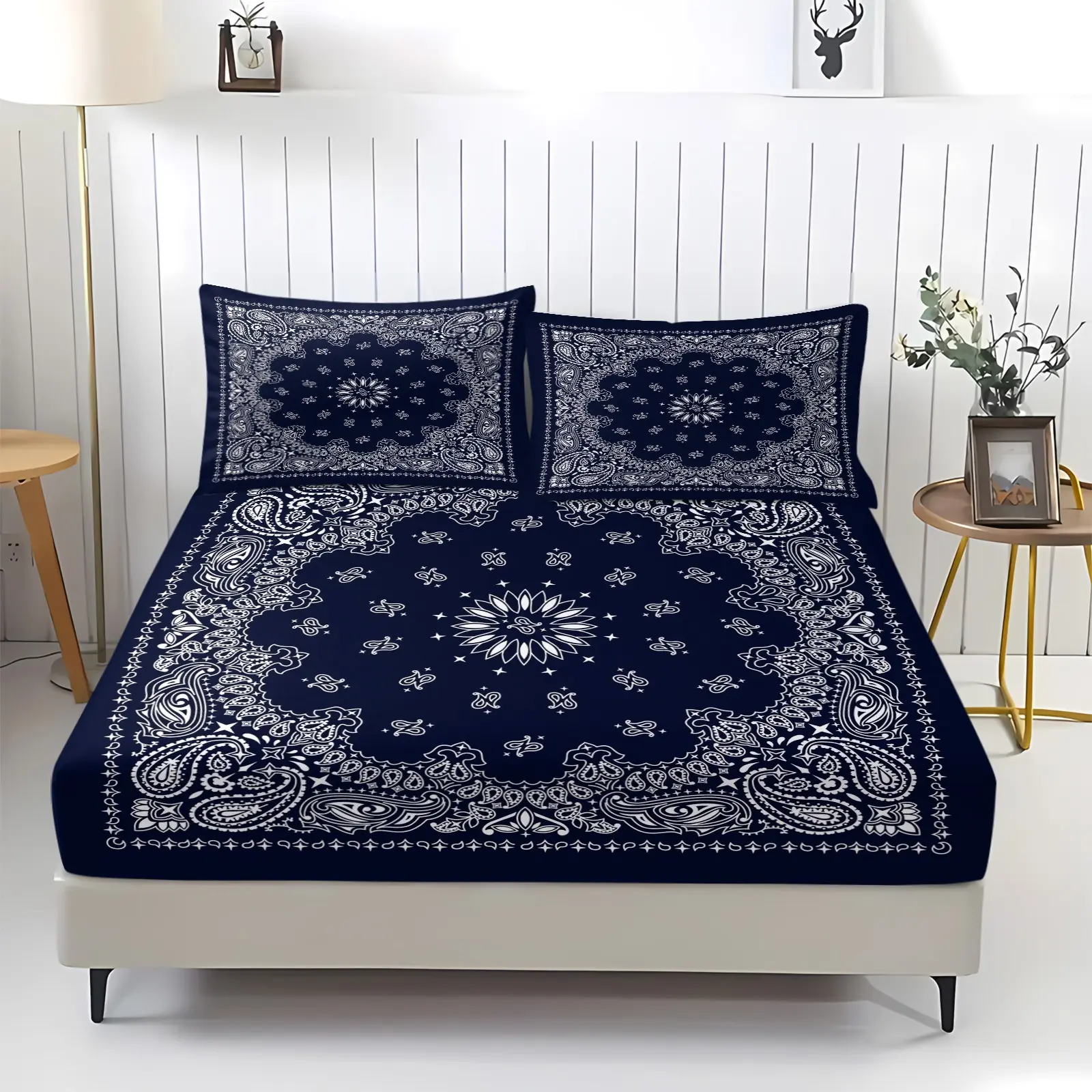 Paisley print pattern, including 1 bed sheet and 2 pillowcases, Decorative Bedsheet Sets, comfortable bedding, non slip dust cover suitable for bedrooms and guest rooms, suitable for children or adult gifts