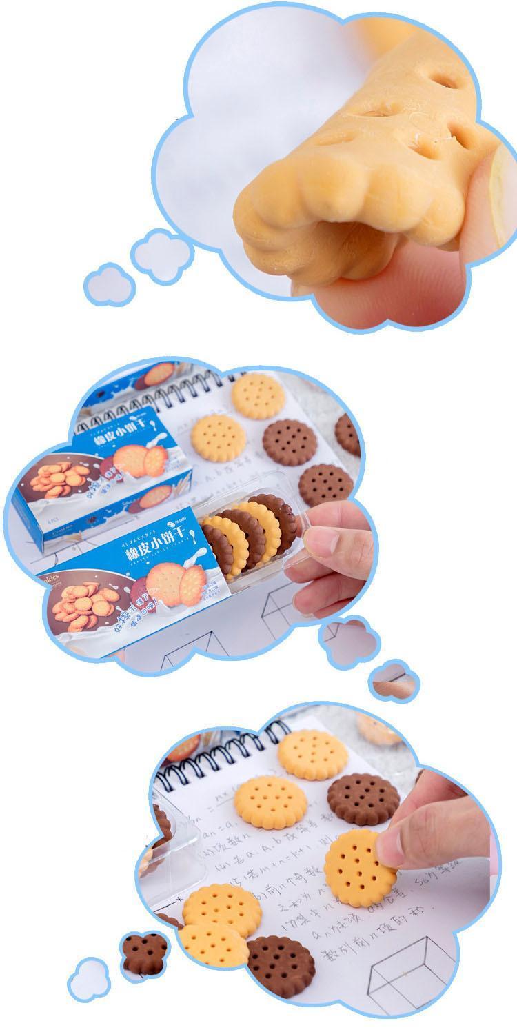 Cute Kawaii Creative Biscuit Eraser Cookie Rubber School Supplies Stationery Novelty Lovely Cake Eraser