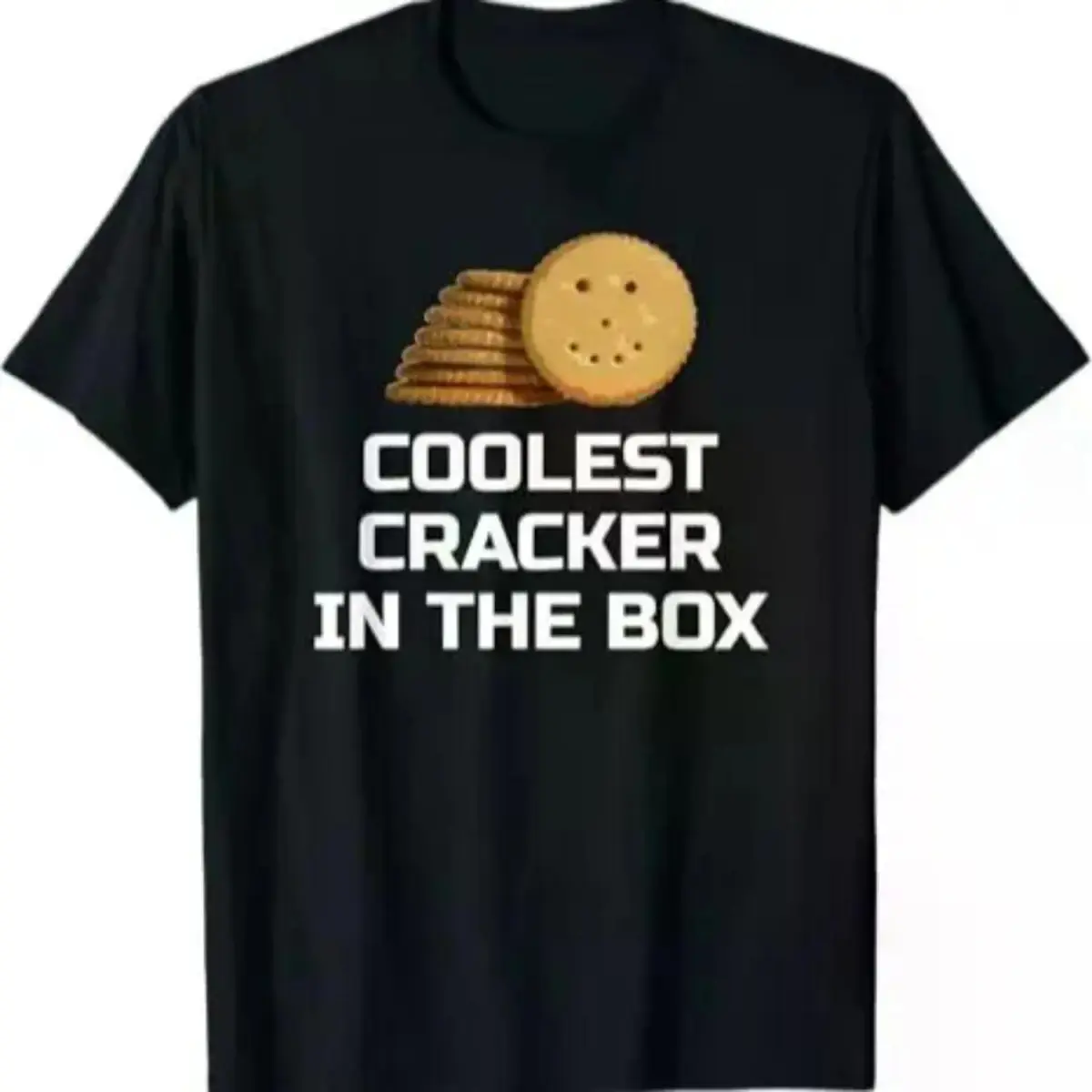 Men's "Coolest Cracker" Graphic Print Short-Sleeve Loose Street Style T-Shirt, Soft Cotton Round Neck, Reinforced Stitching, Breathable Menswear for Daily Wear