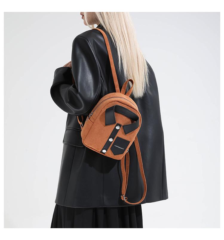 Korean-style niche design personalized shirt backpack, compact and lightweight women's backpack, casual and fashionable women's bag