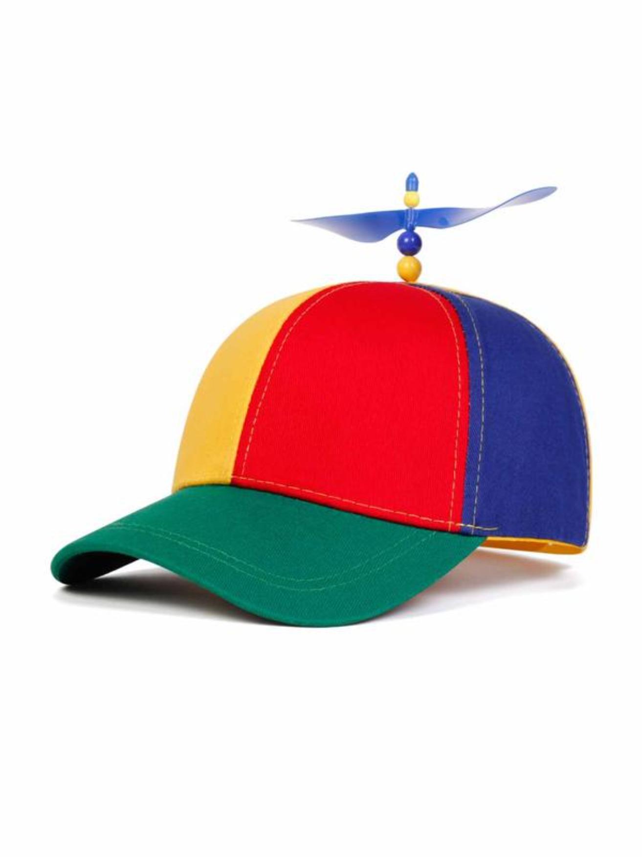 Colorful Helicopter Baseball Cap Neutral Adjustable Cute Baseball Helicopter Propeller Cap Snapback Cap with Spinning Rainbow Propeller for Festivals & Parties