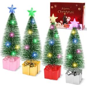 Mini Christmas Tree with Lights 4 Pack Tabletop Christmas Tree with LED Lights for Indoor Christmas Holiday Party Decor, Christmas Centerpieces for Tables New Year Decoration