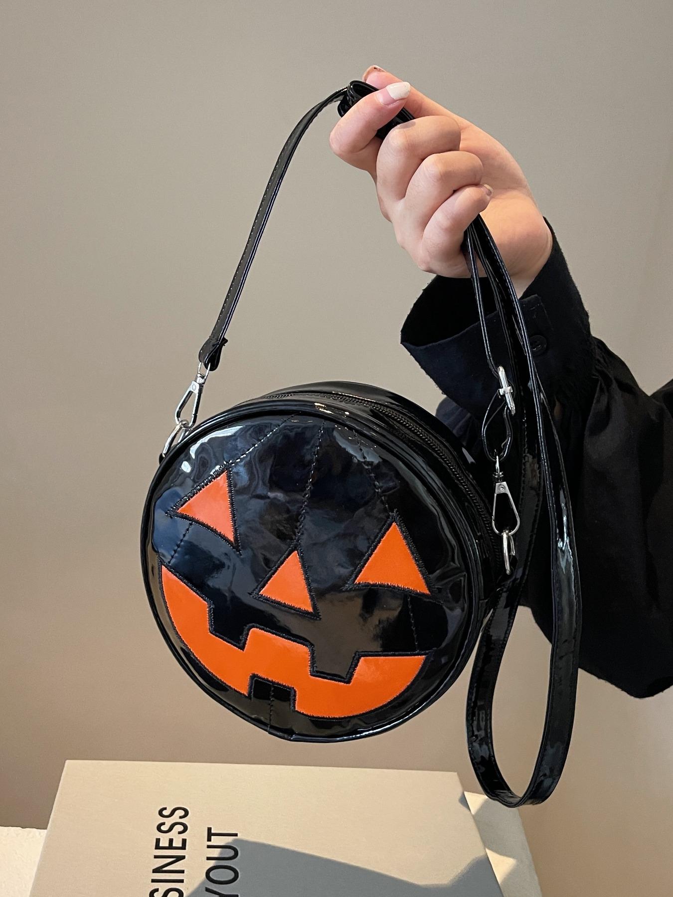 Women's Halloween Themed Pu Leather Crossbody Bag, Fashionable Pumpkin Design Shoulder Bag, Cute Accessories As Work Bag for Daily Use
