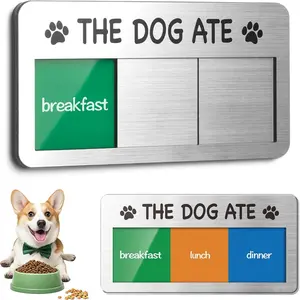 Dog Feeding Sign 3 Times A Day Pet Feeding Reminder Did You Feed The Dogs Tracker With Magnets Double Sided Tape for Fridge Prevent Overfeed Brushed Silver